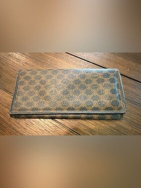 Celine Vintage Black Macadam Monogram Pebbled Coated Canvas Long Bifold Wallet